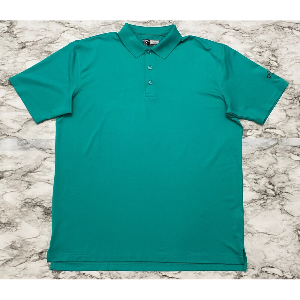 Callaway Opti Dri Mens‎ Golf Polo Shirt Size L Green Short Sleeve Emb Logo